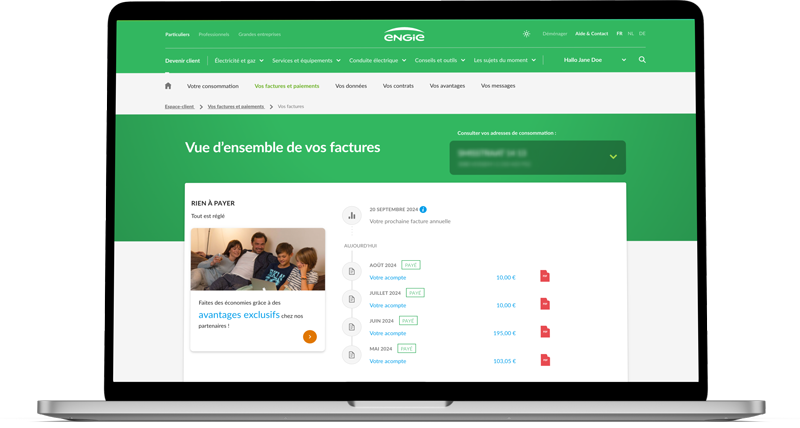 Image de l&#039;écran &#039;Votre facture&#039; dans l&#039;Espace Client.